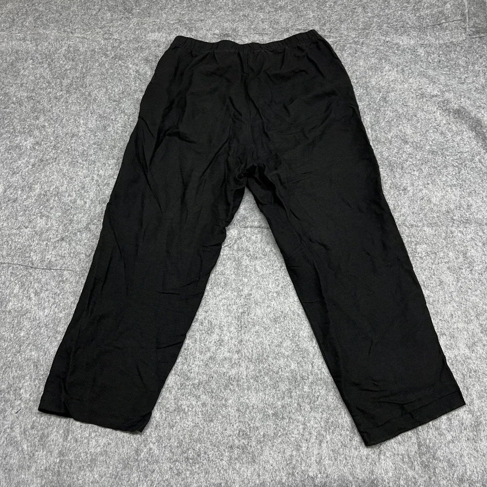 H&M Pants Womens M Black Linen Blend Relaxed Lounge Sweatpants Drawstring